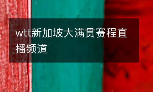 wtt新加坡大滿貫賽程直播頻道
